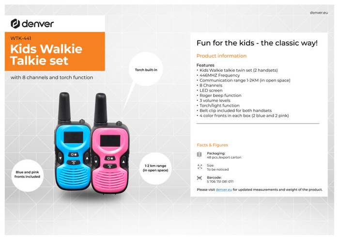 Walkie Talkie WTK-441 Kids 2-pack Denver